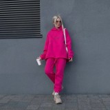 Spring Autumn Women's Fashion Hooded Print Hoodies Pants Sports Casual Tracksuit