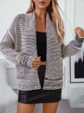 Women Fall and Winter Open-front Long Sleeve Knitting Sweater Jacket