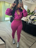 Women Sexy drawstring crop top and trousers two-piece set