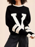 Women American street style contrasting letter print top