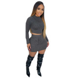 Women Long Sleeve Top and Bodycon Skirt Two-piece