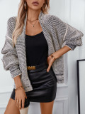 Women Fall and Winter Open-front Long Sleeve Knitting Sweater Jacket