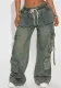 Women street hip-hop loose cargo Denim wide-leg pants