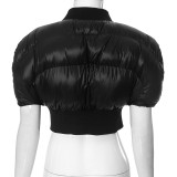 Women's Autumn Short Sleeve Slim Waist Cotton Padded Jacket