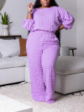 Plus Size Women Casual Loose Top and Pant Two-piece Set