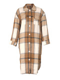 Autumn And Winter Women's Long Sleeve Plaid Shirt Long Coat