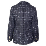 Women Autumn and Winter Turndown Collar Double-Breasted Blazer