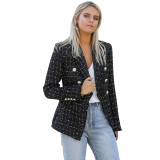 Women Autumn and Winter Turndown Collar Double-Breasted Blazer