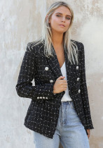 Women Autumn and Winter Turndown Collar Double-Breasted Blazer