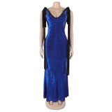 Women Sexy Lace-Up V-neck Sequin Dress