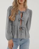 Women Fall Casual Lace-Up Top Lace-Up Shirt