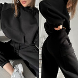 Autumn and Winter Women Sports Casual Hoodies and Pant Two Piece Set