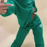 Women sports print long sleeve Hoodies and pant Two Piece Set