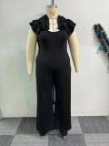 Plus Size Women Sexy Suspender Lace Elastic Wide-leg Jumpsuit