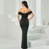 Women Off Shoulder Sexy Sequin Formal Party Fishtail Maxi Evening Dress