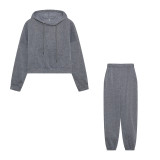 Autumn and winter Women Casual Hoodies and Pants Sports Two Piece Set