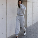 Autumn and winter Women Casual Hoodies and Pants Sports Two Piece Set