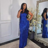 Women Sexy Lace-Up V-neck Sequin Dress