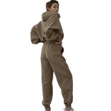 Autumn and winter Women Casual Hoodies and Pants Sports Two Piece Set