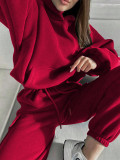 Autumn and Winter Women Sports Casual Hoodies and Pant Two Piece Set