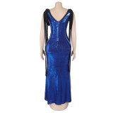 Women Sexy Lace-Up V-neck Sequin Dress