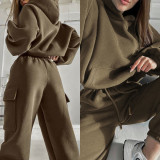 Autumn and Winter Women Sports Casual Hoodies and Pant Two Piece Set