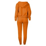 Women Plus Velvet Letter Printed Hoodies and Pant Sports Casual Three-Piece Set