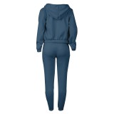 Women Plus Velvet Letter Printed Hoodies and Pant Sports Casual Three-Piece Set