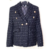 Women Autumn and Winter Turndown Collar Double-Breasted Blazer