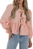 Women Fall Casual Lace-Up Top Lace-Up Shirt