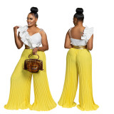 Women Casual Sleeveless Long-sleeved Wide-leg Jumpsuit