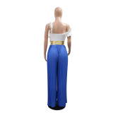 Women Casual Sleeveless Long-sleeved Wide-leg Jumpsuit