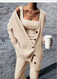 Women Knitting Vest + Pant Jacket Three-Piece