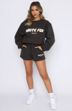 Women street Letter English print Hoodies and Pant Two Piece Set