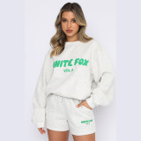 Women street Letter English print Hoodies and Pant Two Piece Set