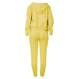 Women Plus Velvet Letter Printed Hoodies and Pant Sports Casual Three-Piece Set