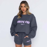 Women street Letter English print Hoodies and Pant Two Piece Set