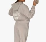 Women sports print long sleeve Hoodies and pant Two Piece Set