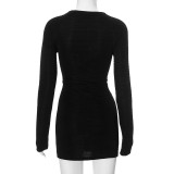 Women's Long Sleeve texture Sexy Bodycon Dress