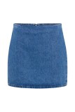 Women's Denim Short-sleeved button tight slim top high waist skirt two piece set