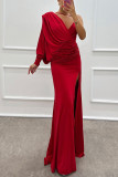 sexy fashion V-neck single sleeve elegant formal party evening dress