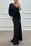 sexy fashion V-neck single sleeve elegant formal party evening dress