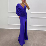 sexy fashion V-neck single sleeve elegant formal party evening dress