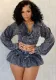 Fashionable women's clothing solid color distressed long sleeve top short skirt two piece set  (with underwear)