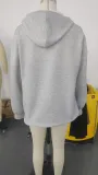 Autumn and winter women's solid color long-sleeved hooded zippered pocket hoodies