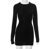 Women's Long Sleeve texture Sexy Bodycon Dress