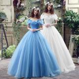 luxury wedding gown summer off shoulder A-line formal party evening dress