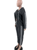 Women's autumn and winter fashion hooded zipper hoodies vest sweatpants sports Three-Piece set