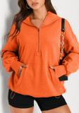 Autumn and winter women's solid color long-sleeved hooded zippered pocket hoodies