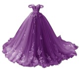 luxury wedding gown summer bride Off Shoulder puffy evening dress（Processing time need 3-6 days）